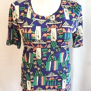LuLaRoe 2XL Top Blue Green Salmon
